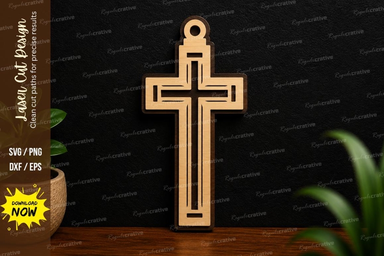 Christian Cross Ornament Laser Cut SVG Design christian example image 1