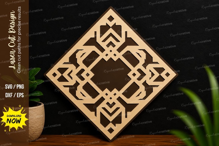Geometric Diamond Pattern Laser Cut SVG Design geometric example image 1