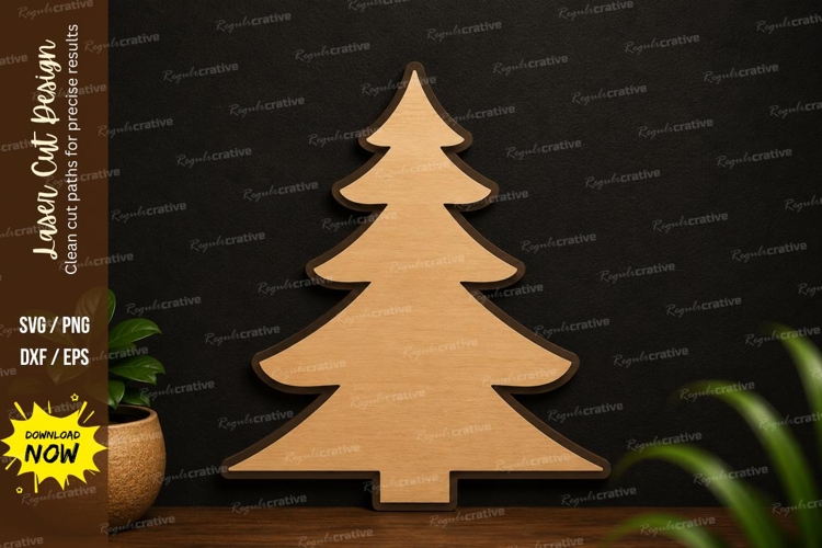 Minimal Christmas Tree Laser Cut SVG Design christmas tree example image 1