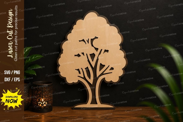 Minimal Tree Silhouette Laser Cut SVG Design tree svg example image 1
