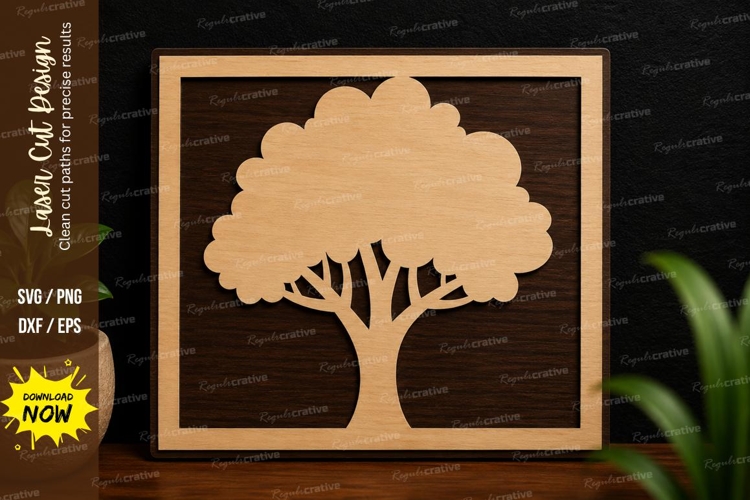 Framed Tree Wall Art Laser Cut SVG Design framed tree sv example image 1