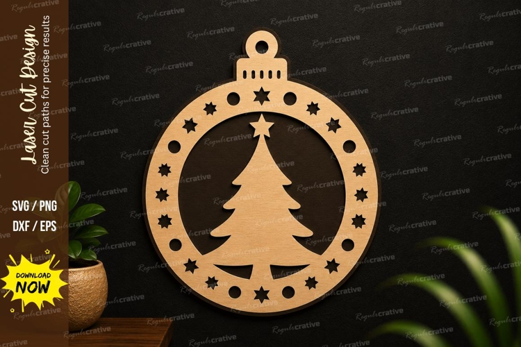 Christmas Tree Ornament Laser Cut SVG Design christmas example image 1