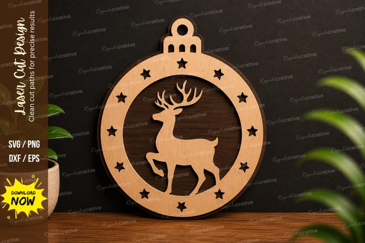 Deer Christmas Ornament Laser Cut SVG Design deer ornament example image 1