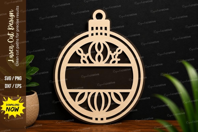 Decorative Christmas Ball Laser Cut SVG Design christmas example image 1