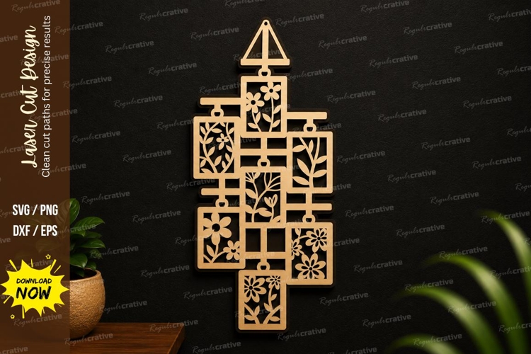 Geometric Hanging Frame Laser Cut SVG Design geometric frame example image 1