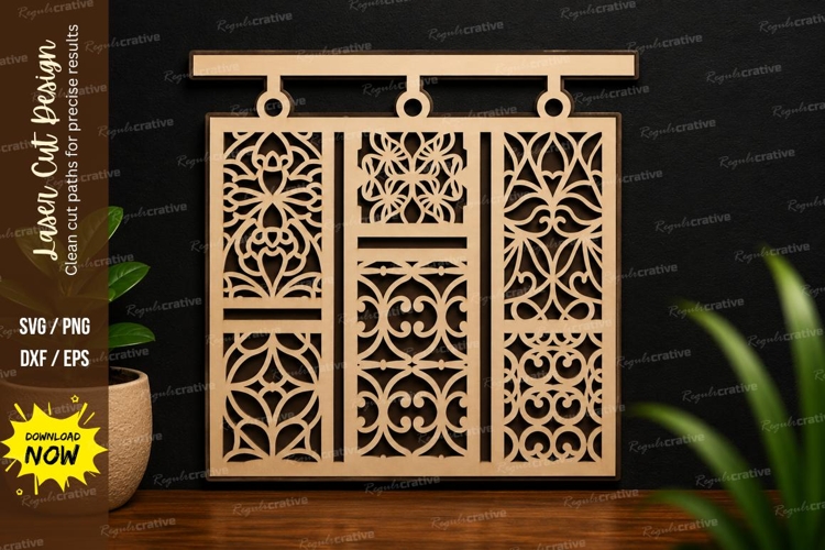 Decorative Panel Hanging Laser Cut SVG Design decorative example image 1