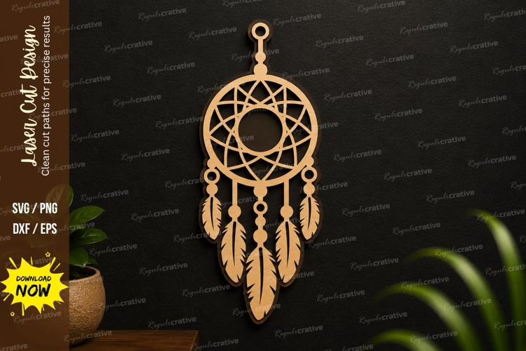 Dreamcatcher Feather Ornament Laser Cut SVG Design example image 1