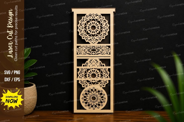 Floral Vertical Panel Laser Cut SVG Design floral panel svg, example image 1