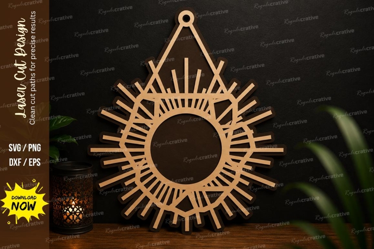 Sunburst Round Frame Laser Cut SVG Design sunburst frame svg example image 1