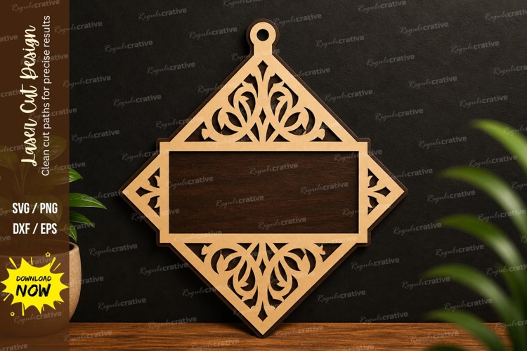 Ornamental Diamond Frame Laser Cut SVG Design ornamental example image 1