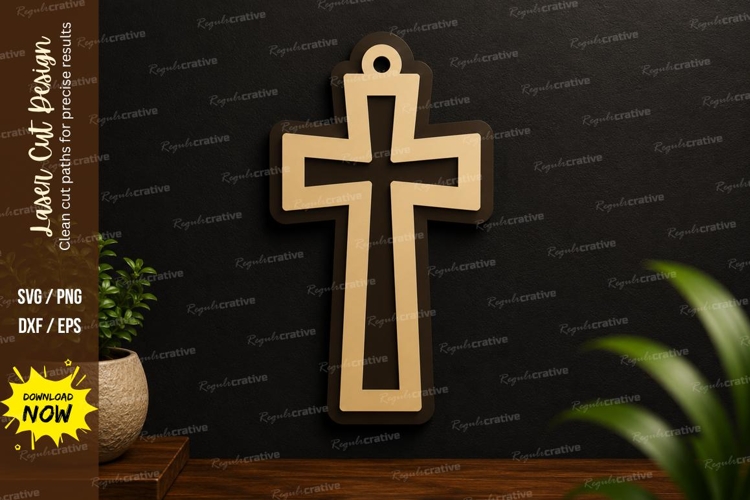 Simple Cross Ornament Laser Cut SVG Design simple cross svg example image 1
