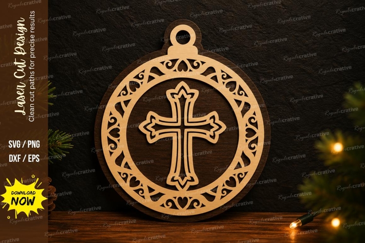 Vintage Cross Ornament Laser Cut SVG Design vintage cross example image 1