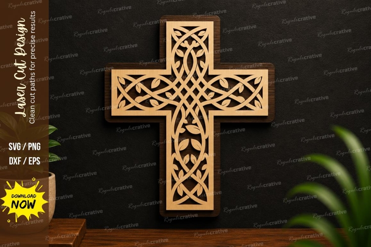 Geometric Cross Ornament Laser Cut SVG Design geometric example image 1