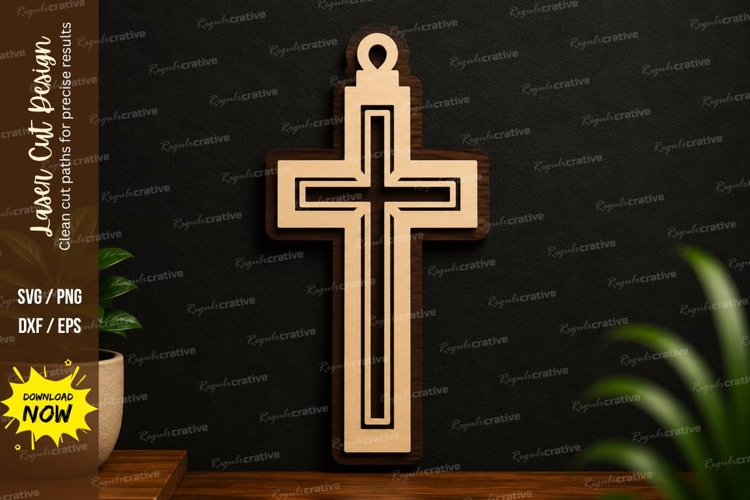 Minimal Cross Ornament Laser Cut SVG Design minimal cross example image 1