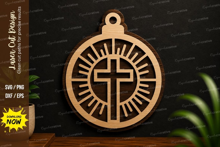 Sunburst Cross Ornament Laser Cut SVG Design sunburst cross example image 1