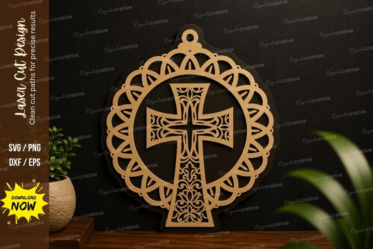 Celtic Cross Mandala Laser Cut SVG Design celtic cross svg example image 1