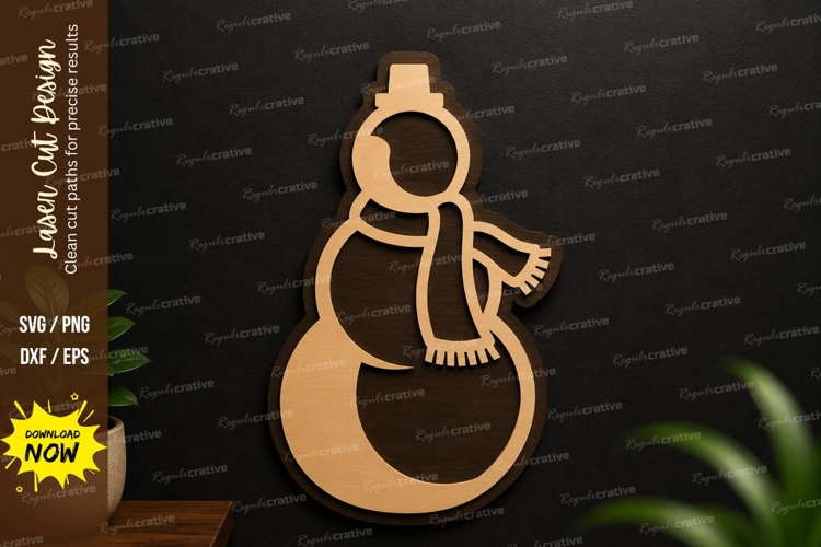 Scarf Snowman Ornament Laser Cut SVG Design scarf snowman example image 1