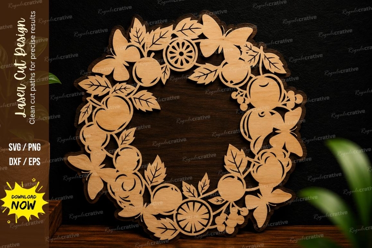 Floral Wreath Laser Cut SVG Design floral wreath svg, wreath example image 1