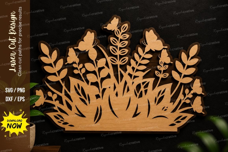 Floral Garden Wall Art Laser Cut SVG Design garden wall art example image 1