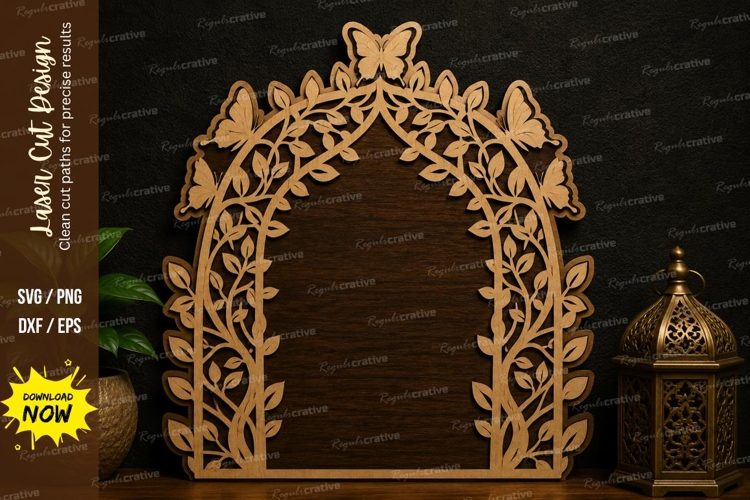 Butterfly Arch Frame Laser Cut SVG Design arch frame svg example image 1