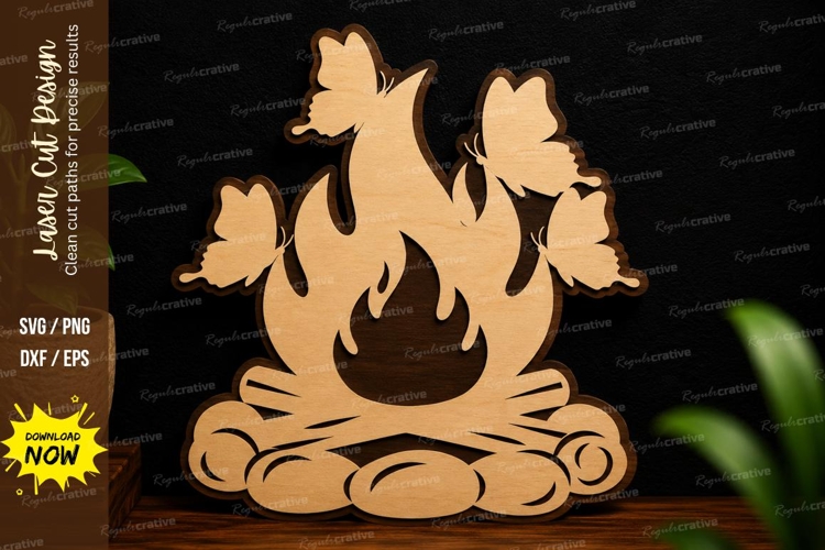 Butterfly Campfire Laser Cut SVG Design campfire svg example image 1