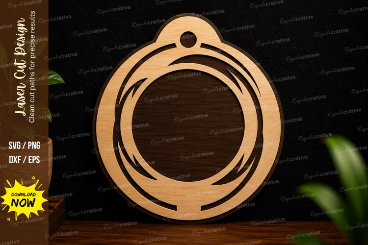 Round Ornament Frame Laser Cut SVG Design round ornament svg example image 1