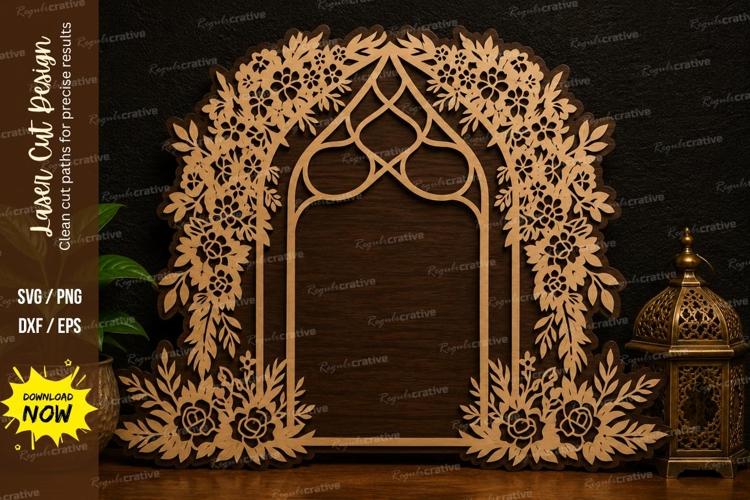 Floral Arch Frame Laser Cut SVG Design floral arch svg