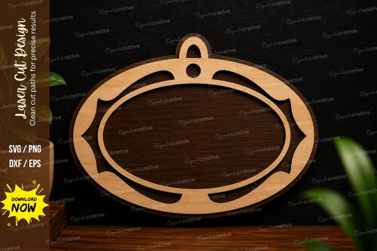 Oval Ornament Frame Laser Cut SVG Design oval frame svg,