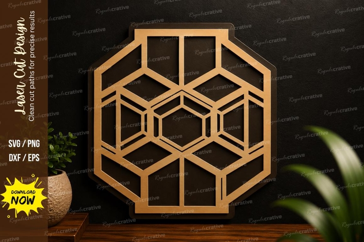Geometric Hexagon Pattern Laser Cut SVG Design hexagon