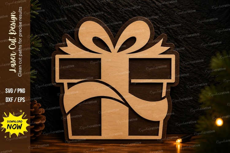 Gift Box Ornament Laser Cut SVG Design gift box svg