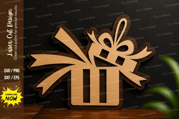 Ribbon Gift Box Laser Cut SVG Design ribbon gift svg
