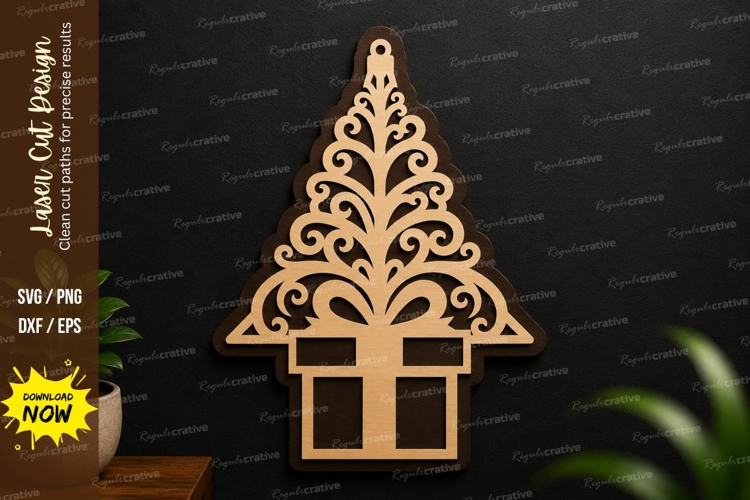 Christmas Tree Gift Laser Cut SVG Design christmas tree svg