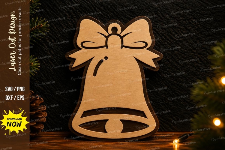 Christmas Bell Ornament Laser Cut SVG Design christmas bell