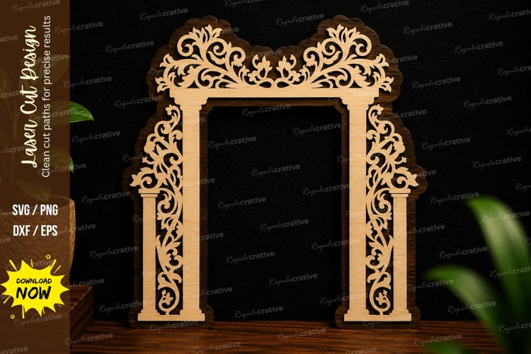 Vintage Floral Arch Laser Cut SVG Design vintage arch svg,