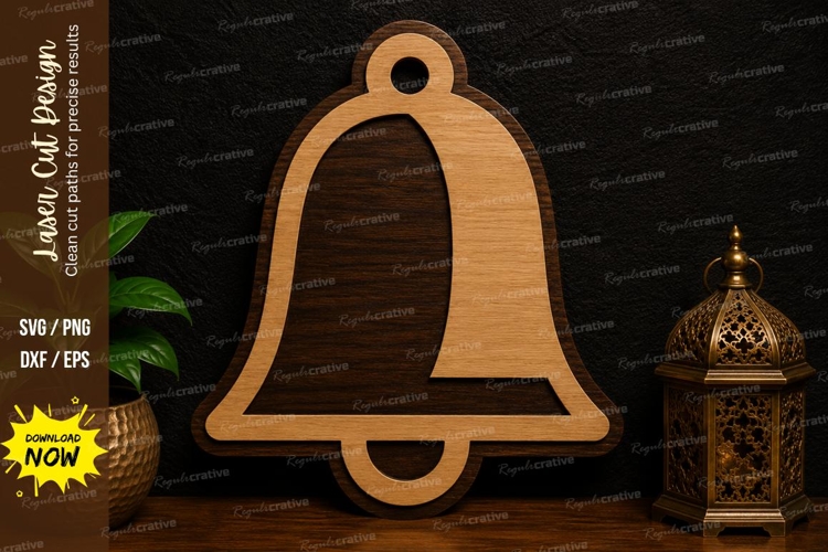 Simple Bell Ornament Laser Cut SVG Design bell ornament svg