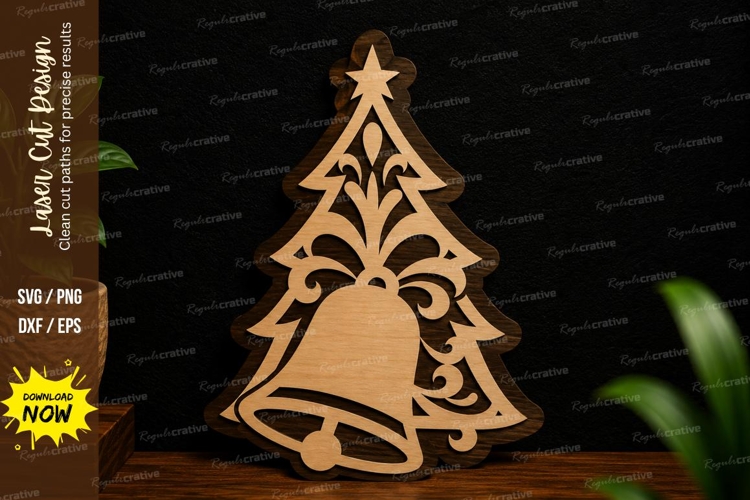 Christmas Tree Bell Laser Cut SVG Design christmas tree svg