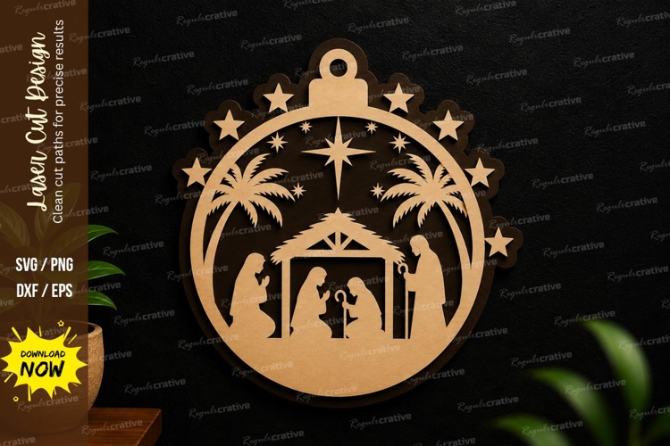 Nativity Ornament Frame Laser Cut SVG Design nativity