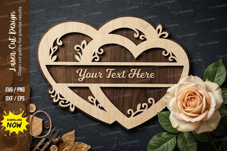 Heart Name Sign Laser Cut SVG File