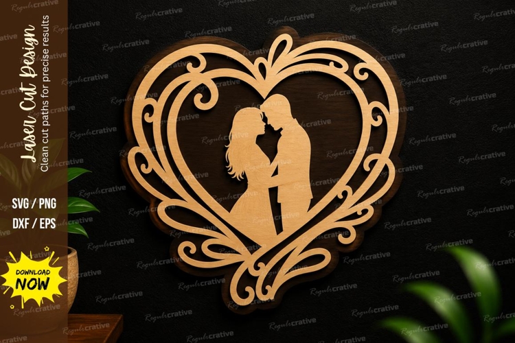 Romantic Couple Heart Laser Cut SVG Design couple heart svg