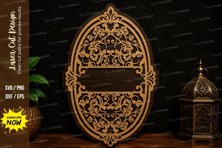 Oval Floral Monogram Laser Cut SVG Design oval monogram svg