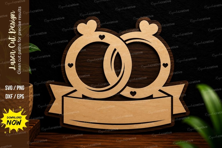 Wedding Rings Ornament Laser Cut SVG Design wedding rings