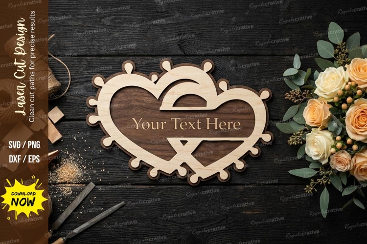 Double Heart Name Sign Laser Cut SVG Design