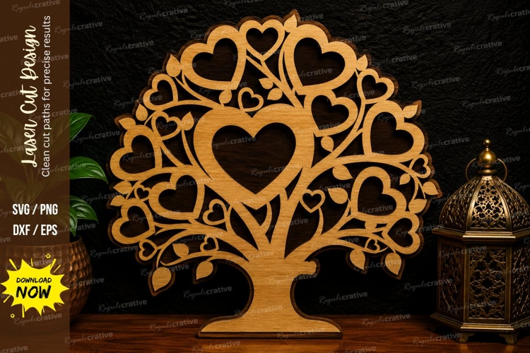 Heart Tree Wall Art Laser Cut SVG Design heart tree svg