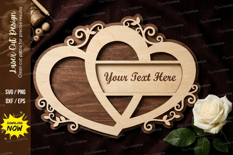 Layered Heart Name Sign Laser Cut SVG File