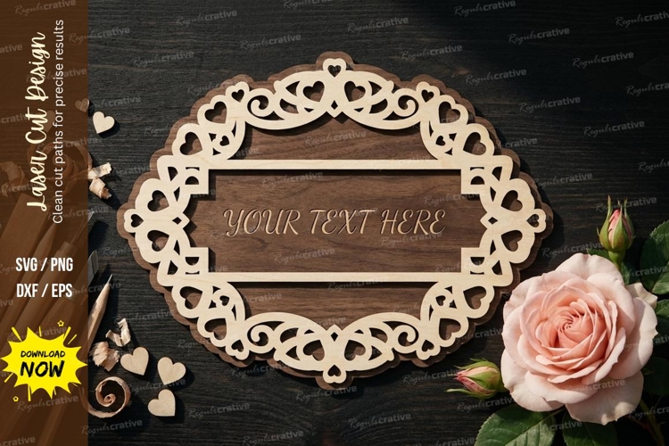 Ornate Oval Name Frame Laser Cut SVG File