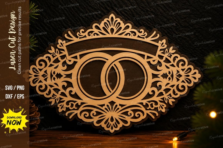 Wedding Rings Frame Laser Cut SVG Design wedding rings svg