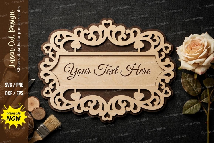 Decorative Name Frame Laser Cut SVG Design