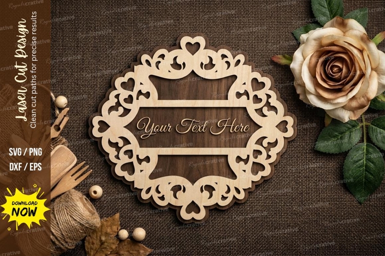 Ornate Name Frame Laser Cut SVG File
