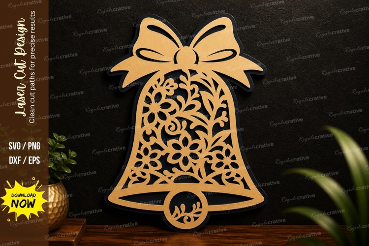 Christmas Bell Ornament Laser Cut SVG Design christmas bell
