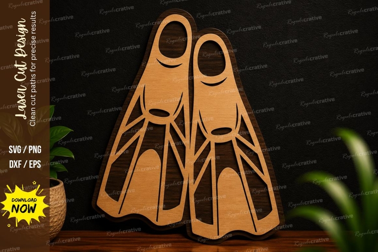 Swimming Flippers Laser Cut SVG Design swimming flippers svg